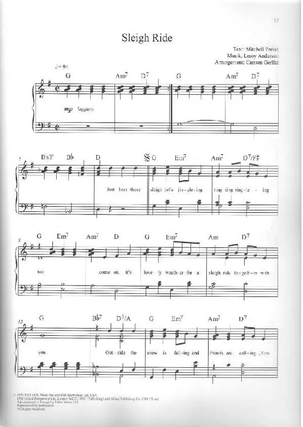 télécharger la partition d'accordéon Sleigh ride (Arrangement : Carsten Gerlitz) (Chant de Noël) au format PDF
