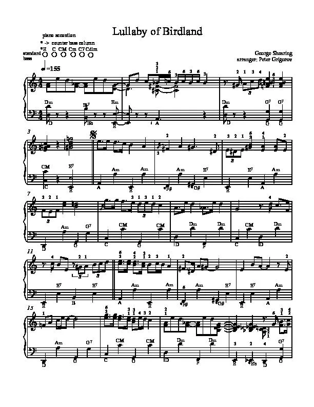 télécharger la partition d'accordéon Lullaby of Birdland (Arangement : Peter Grigorov) (Piano / Accordéon) au format PDF