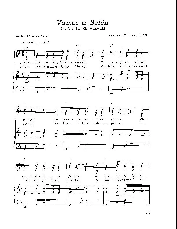 télécharger la partition d'accordéon Going to Bethlehem (Vamos a Belén) (Arrangement : Walter Ehret & George K Evans) (Chant de Noël) au format PDF