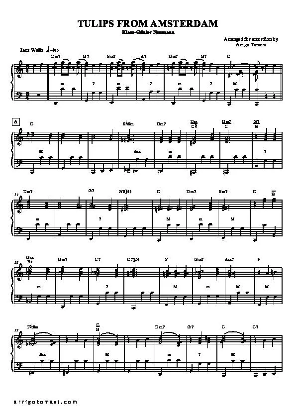 télécharger la partition d'accordéon Tulips from Amsterdam (Arrangement : Arrigo Tomasi) (Valse) au format PDF