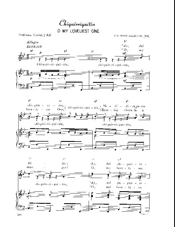 télécharger la partition d'accordéon O my loveliest one (Chiquirriquitin) (Arrangement : Walter Ehret & George K Evans) (Chant de Noël) au format PDF