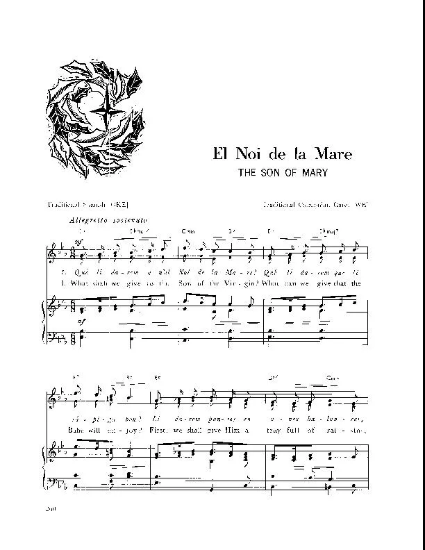 télécharger la partition d'accordéon The Son of Mary (El Noi de la Mare) (Arrangement : Walter Ehret & George K Evans) (Chant de Noël) au format PDF