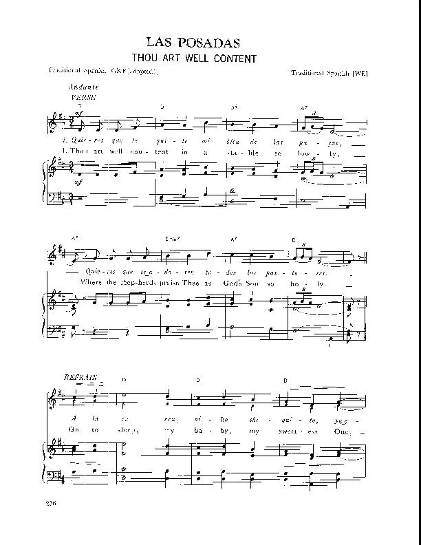 télécharger la partition d'accordéon Thou art well content (Las Posadas) (Arrangement : Walter Ehret & George K Evans) (Chant de Noël) au format PDF