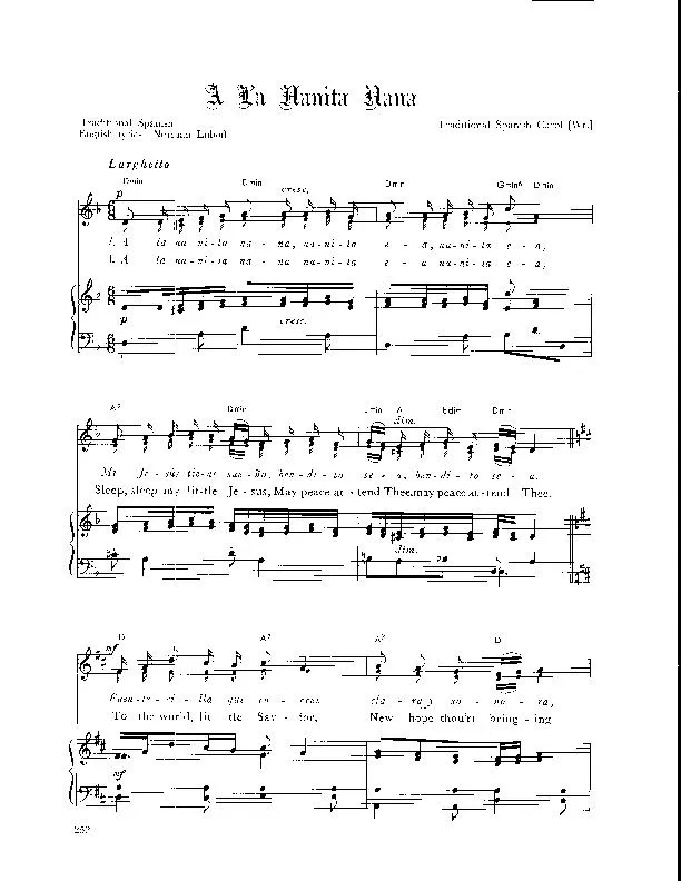 télécharger la partition d'accordéon A la Nanita Nana (Arrangement : Walter Ehret & George K Evans) (Chant de Noël) au format PDF
