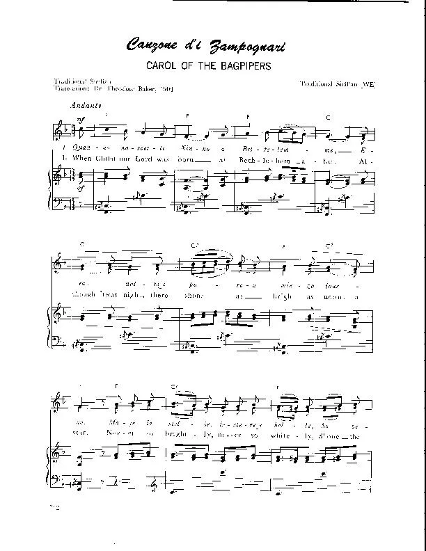 télécharger la partition d'accordéon Carol of the bagpipers (Canzone d'i Zampognari) (Arrangement : Walter Ehret & George K Evans) (Chant de Noël) au format PDF