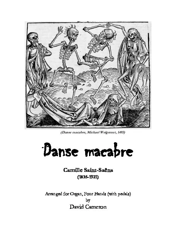 télécharger la partition d'accordéon Danse Macabre (For Organ + Four Hands + with Pedals) (Arrangement : David Cameron) au format PDF