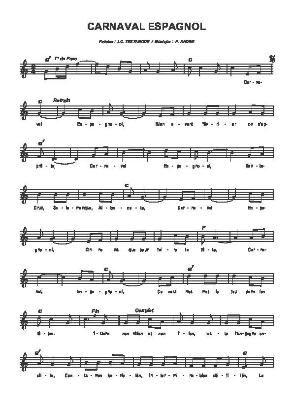 télécharger la partition d'accordéon Carnaval Espagnol (Paso Doble) au format PDF
