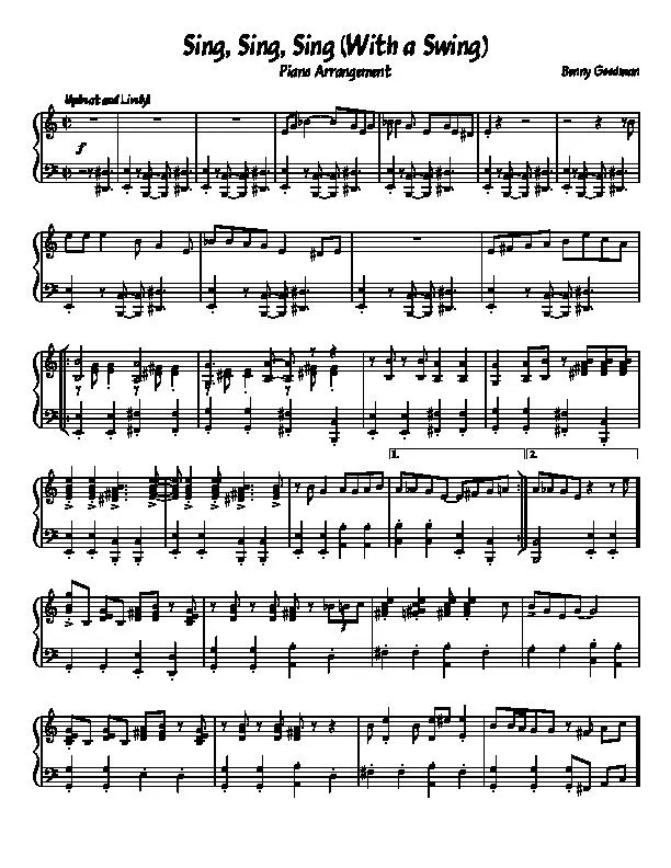 télécharger la partition d'accordéon Sing Sing Sing (With a Swing) (Arrangement Piano) au format PDF