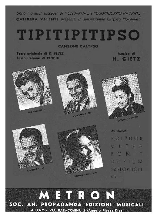 télécharger la partition d'accordéon Tipitipitipso (Chant : Caterina Valente) (Canzone Calypso) (Partie : Piano Conducteur) au format PDF