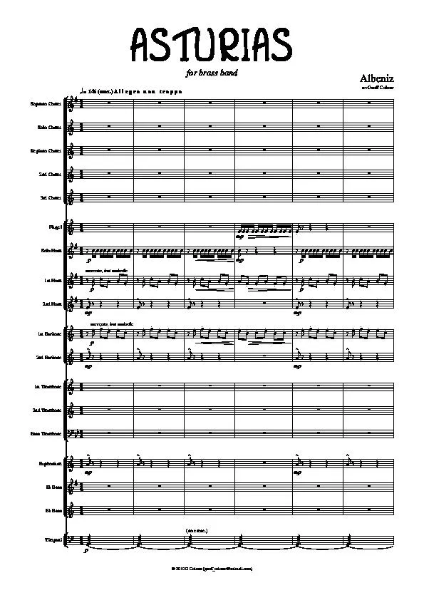 télécharger la partition d'accordéon Asturias (Arrangement : Geoff Colmer) (For Brass Band) au format PDF