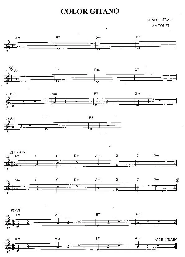 télécharger la partition d'accordéon Color Gitano (Arrangement : Toufi) au format PDF
