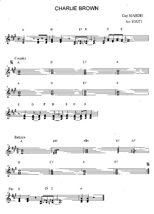 télécharger la partition d'accordéon Charlie Brown (Arrangement : Toufi) au format PDF