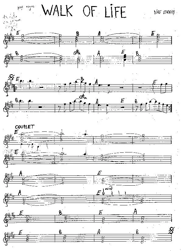 télécharger la partition d'accordéon Walk of Life (Chant : Dire Straits) (Arrangement : Toufi) au format PDF