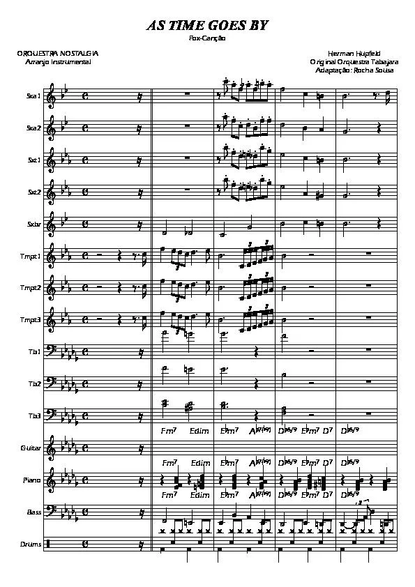 télécharger la partition d'accordéon As time goes by (Original Orquestra Tabajara) (Adaptação : Rocha Sousa) (Big Band) (Fox-Canção) au format PDF