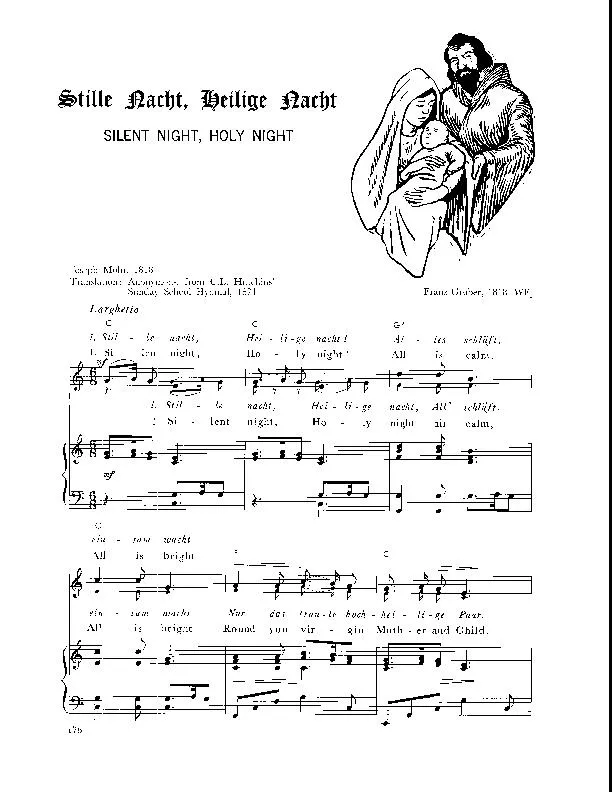 télécharger la partition d'accordéon Silent night, Holy night (Stille Nacht, heilige Nacht) (Arrangement : Walter Ehret & George K Evans) (Chant de Noël) au format PDF