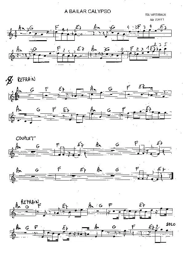 télécharger la partition d'accordéon A bailar calypso (Arrangement Toufi) au format PDF