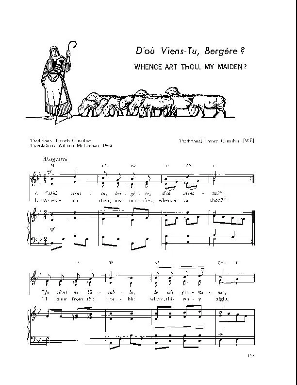 télécharger la partition d'accordéon D'où viens-tu, Bergère ? (Whence art thou, my maiden) (Arrangement : Walter Ehret & George K Evans) (Chant de Noël) au format PDF