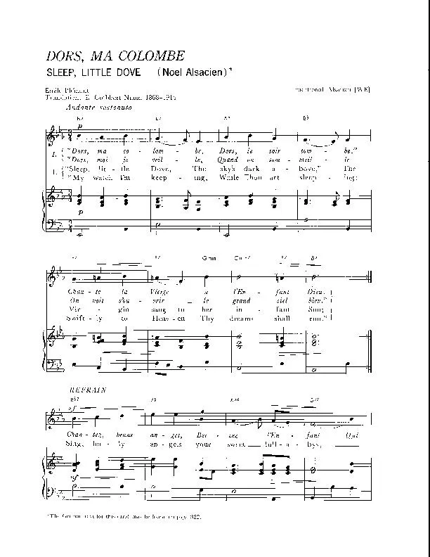 télécharger la partition d'accordéon Dors, ma colombe (Sleep little dove) (Arrangement : Walter Ehret & George K Evans) (Chant de Noël) au format PDF