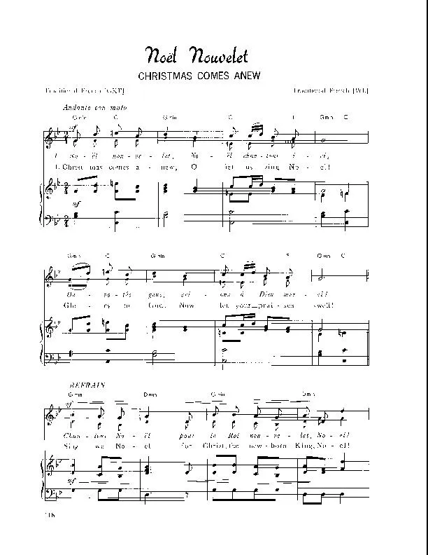 télécharger la partition d'accordéon Noël Nouvelet (Christmas comes anew) (Arrangement : Walter Ehret & George K Evans) (Chant de Noël) au format PDF