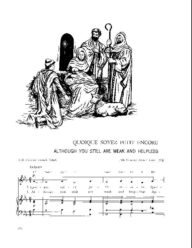 télécharger la partition d'accordéon Quoique soyez petit encore (Although you still are weak and helpless) (Arrangement : Walter Ehret & George K Evans) (Chant de Noël) au format PDF