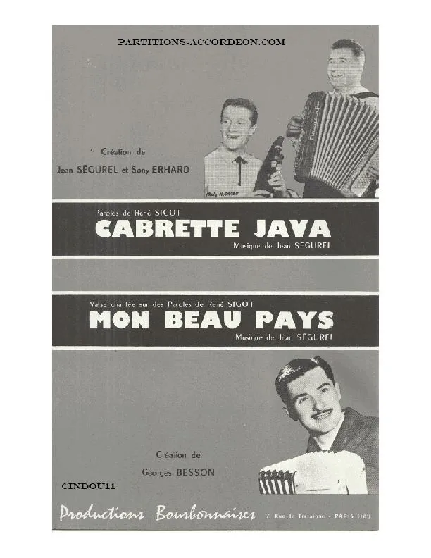 télécharger la partition d'accordéon Cabrette Java (Arrangement : Sony Erhard) au format PDF