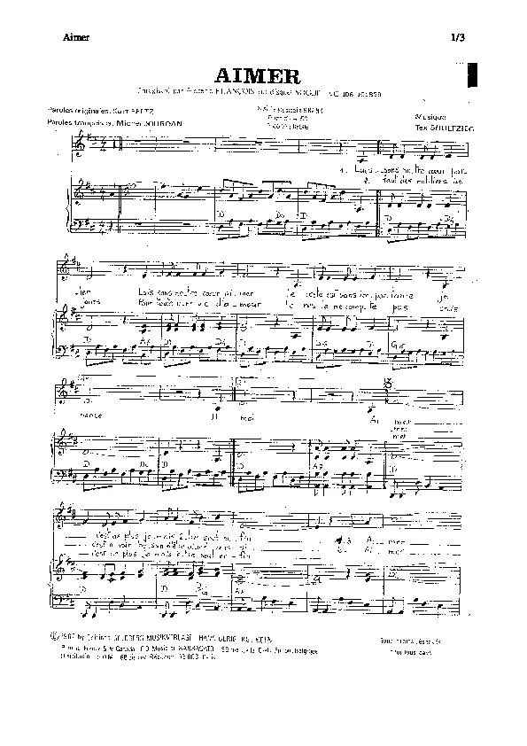 télécharger la partition d'accordéon Aimer (Chant : Frédéric François) (Pop)  au format PDF
