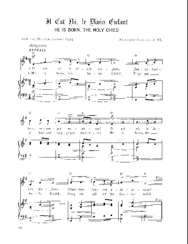télécharger la partition d'accordéon Il est né, le Divin Enfant (He is born, the Holy Child) (Arrangement : Walter Ehret & George K Evans) (Chant de Noël) au format PDF