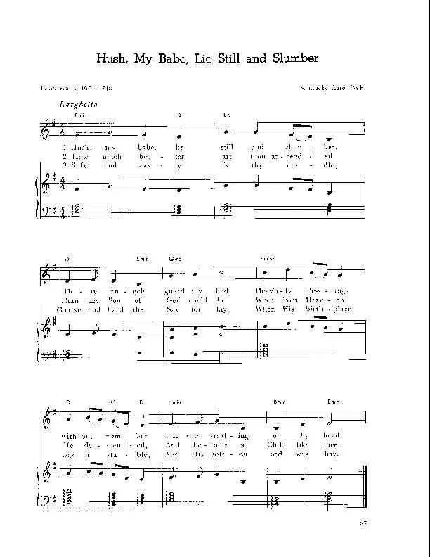 télécharger la partition d'accordéon Hush, my Babe, lie still and slumber (Arrangement : Walter Ehret & George K Evans) (Chant de Noël) au format PDF