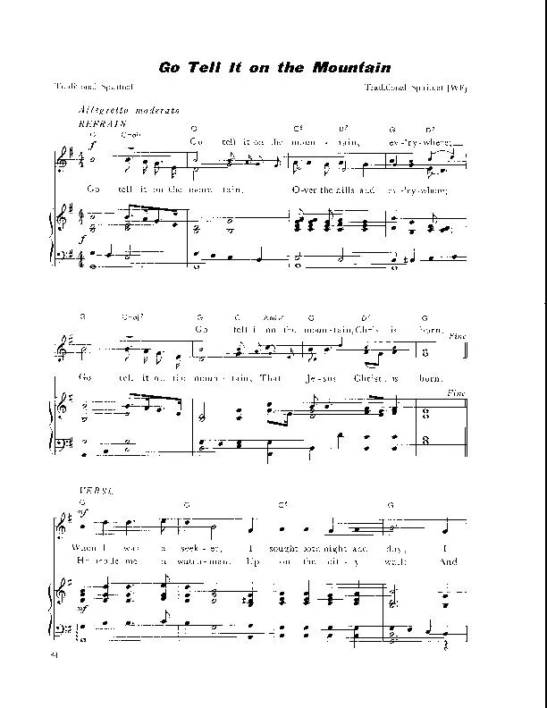télécharger la partition d'accordéon Go tell it on the Mountain (Arrangement : Walter Ehret & George K Evans) (Chant de Noël) au format PDF