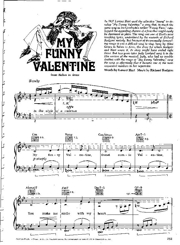télécharger la partition d'accordéon My funny Valentine (Piano / Vocal) (Slow) au format PDF
