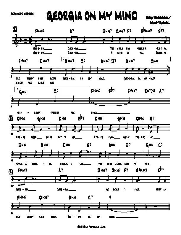 télécharger la partition d'accordéon Georgia on my mind (Advanced Version) au format PDF