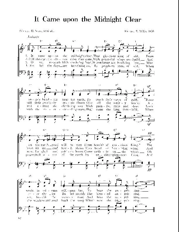 télécharger la partition d'accordéon It came upon the Midnight clear (Arrangement : Walter Ehret & George K Evans) (Chant de Noël) au format PDF