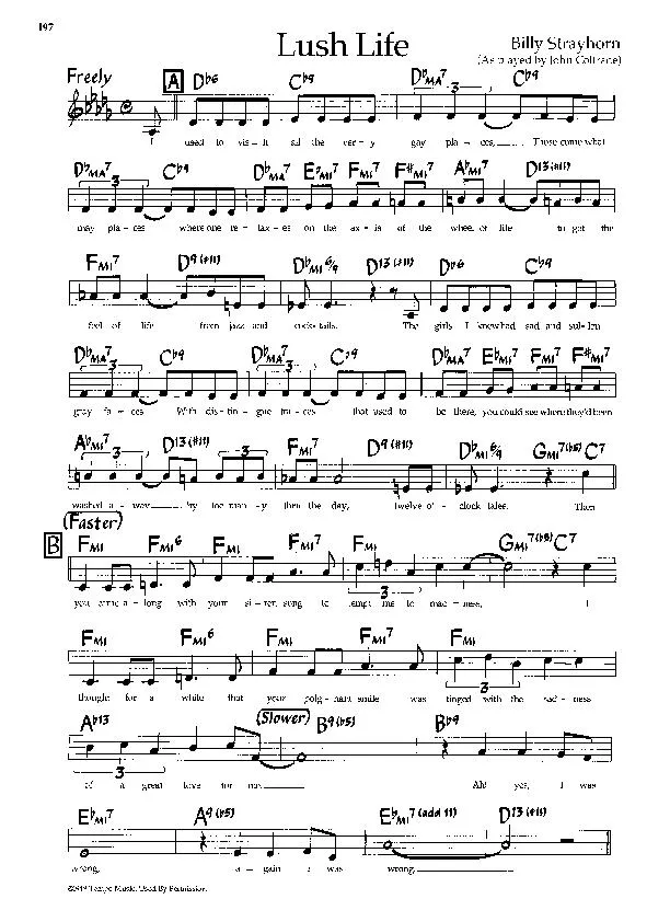 télécharger la partition d'accordéon Lush Life (As played by John Coltrante) (Piano) au format PDF