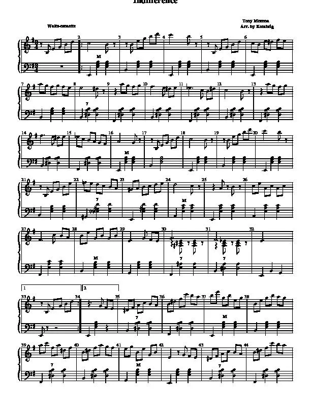 télécharger la partition d'accordéon Indifférence (Arrangement : Kombrig) (Valse Musette) au format PDF