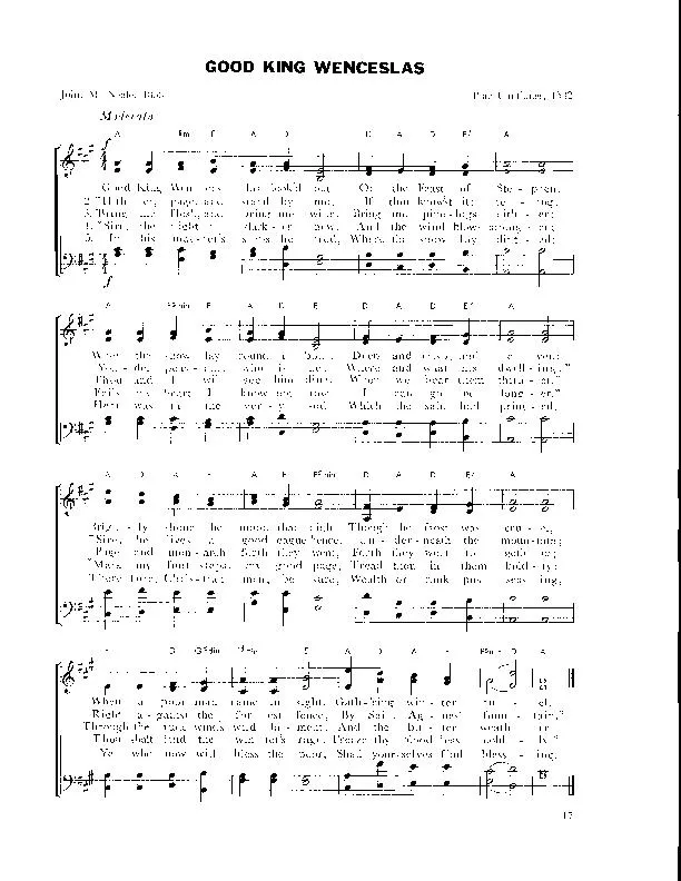 télécharger la partition d'accordéon Good King Wenceslas (Arrangement : Walter Ehret & George K Evans) (Chant de Noël) au format PDF