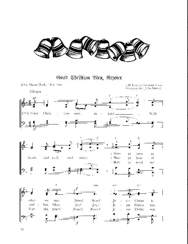 télécharger la partition d'accordéon Good Christian Men, rejoice (Arrangement : John Stainer) (Chant de Noël) au format PDF