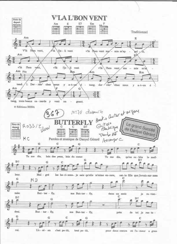 télécharger la partition d'accordéon Butterfly au format PDF