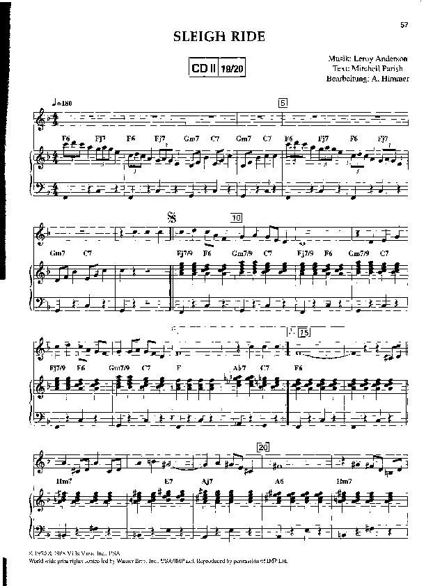 télécharger la partition d'accordéon Sleigh ride (Arrangement : Arturo Himmer) (Chant de Noël) au format PDF
