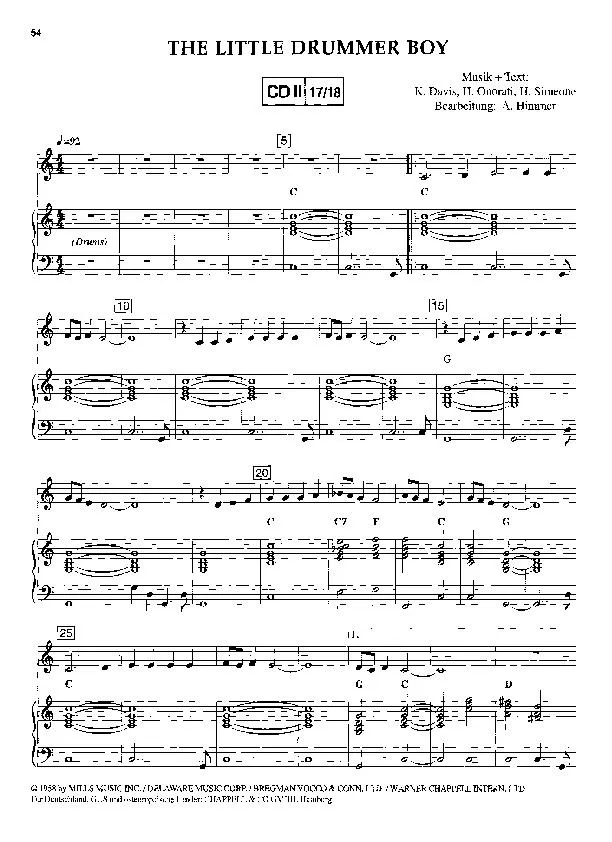 télécharger la partition d'accordéon The little Drummer Boy (Arrangement : Arturo Himmer) (Chant de Noël) au format PDF