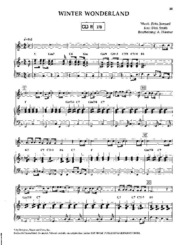 télécharger la partition d'accordéon Winter Wonderland (Arrangement : Arturo Himmer) (Chant de Noël) au format PDF