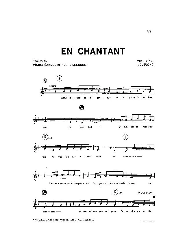 télécharger la partition d'accordéon En chantant (Pop) au format PDF