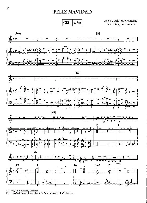 télécharger la partition d'accordéon Feliz Navidad (Arrangement : Arturo Himmer) (Chant de Noël) au format PDF