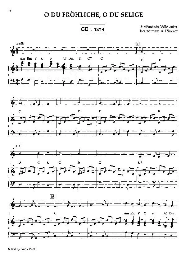 télécharger la partition d'accordéon O du fröhliche, o du Selige (Arrangement : Arturo Himmer) (Chant de Noël) au format PDF