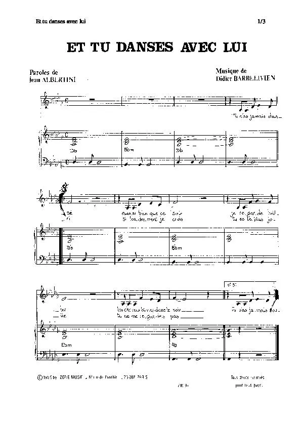 télécharger la partition d'accordéon Et tu danses avec lui (Chant : C Jérôme) (Slow) au format PDF