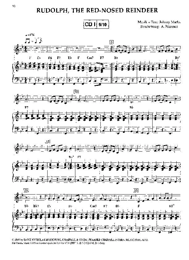 télécharger la partition d'accordéon Rudolph, the red-nosed reindeer (Arrangement : Arturo Himmer) (Chant de Noël) au format PDF