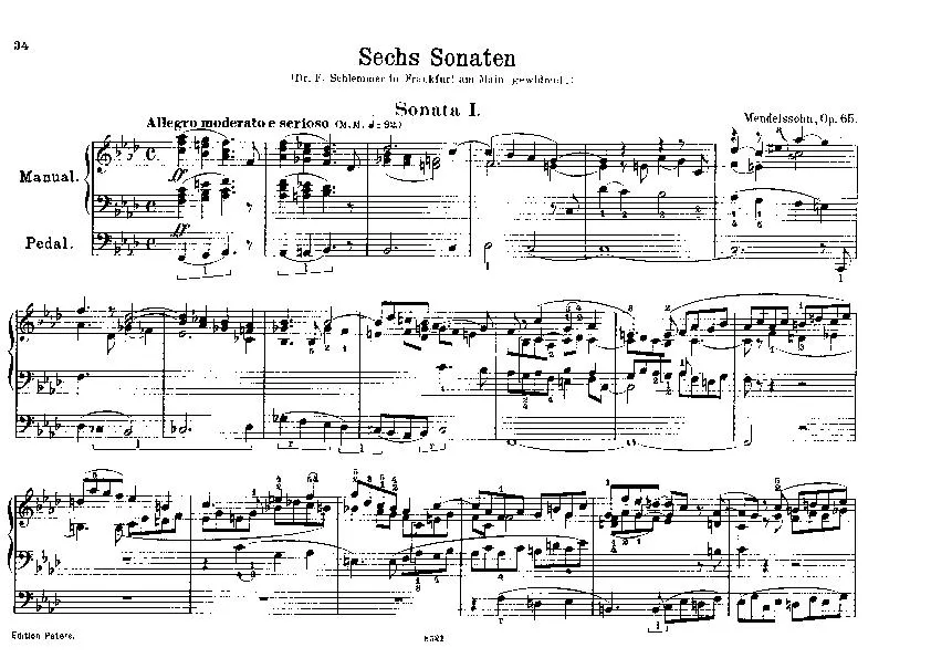 télécharger la partition d'accordéon Sechs Sonaten / Sonate 1 (Orgue) au format PDF