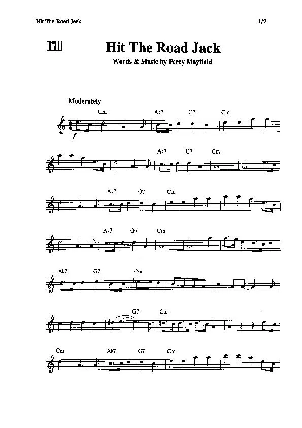 télécharger la partition d'accordéon Hit the road Jack (Chant : Ray Charles) (Swing Blues) au format PDF