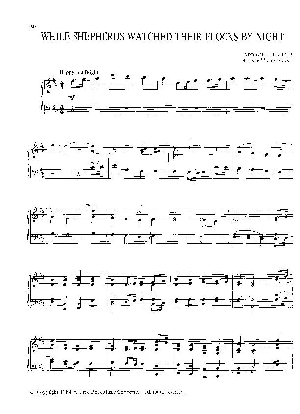 télécharger la partition d'accordéon While shepherds watched their flocks by night (Arrangement : Fred Bock) (Chant de Noël) au format PDF
