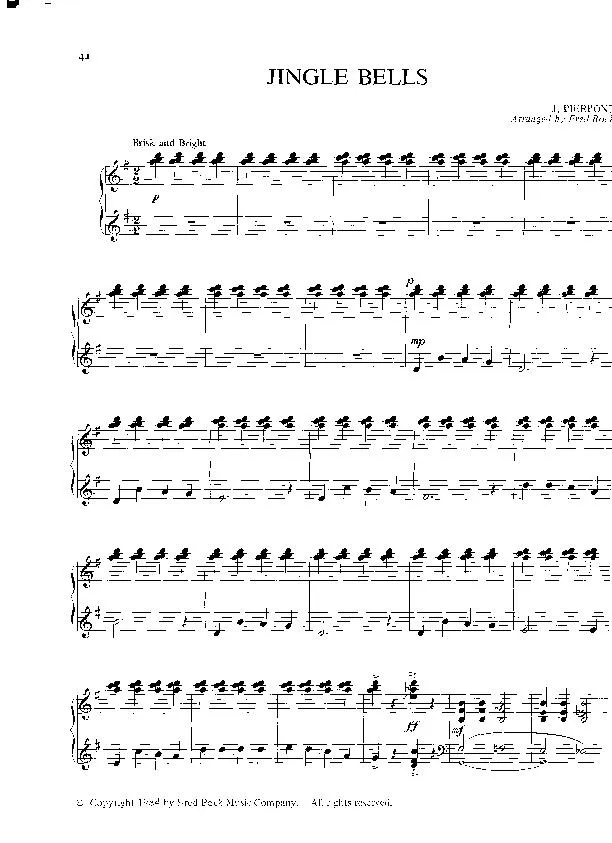 télécharger la partition d'accordéon Jingle bells (Arrangement : Fred Bock) (Chant de Noël) au format PDF