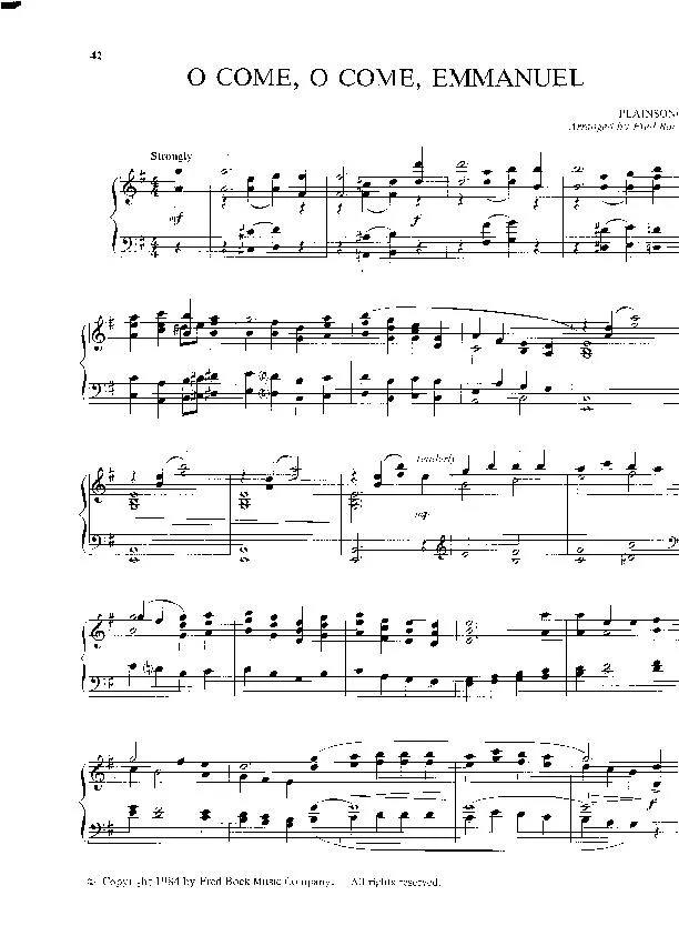 télécharger la partition d'accordéon O come, o come, Emmanuel (Arrangement : Fred Bock) (Chant de Noël) au format PDF